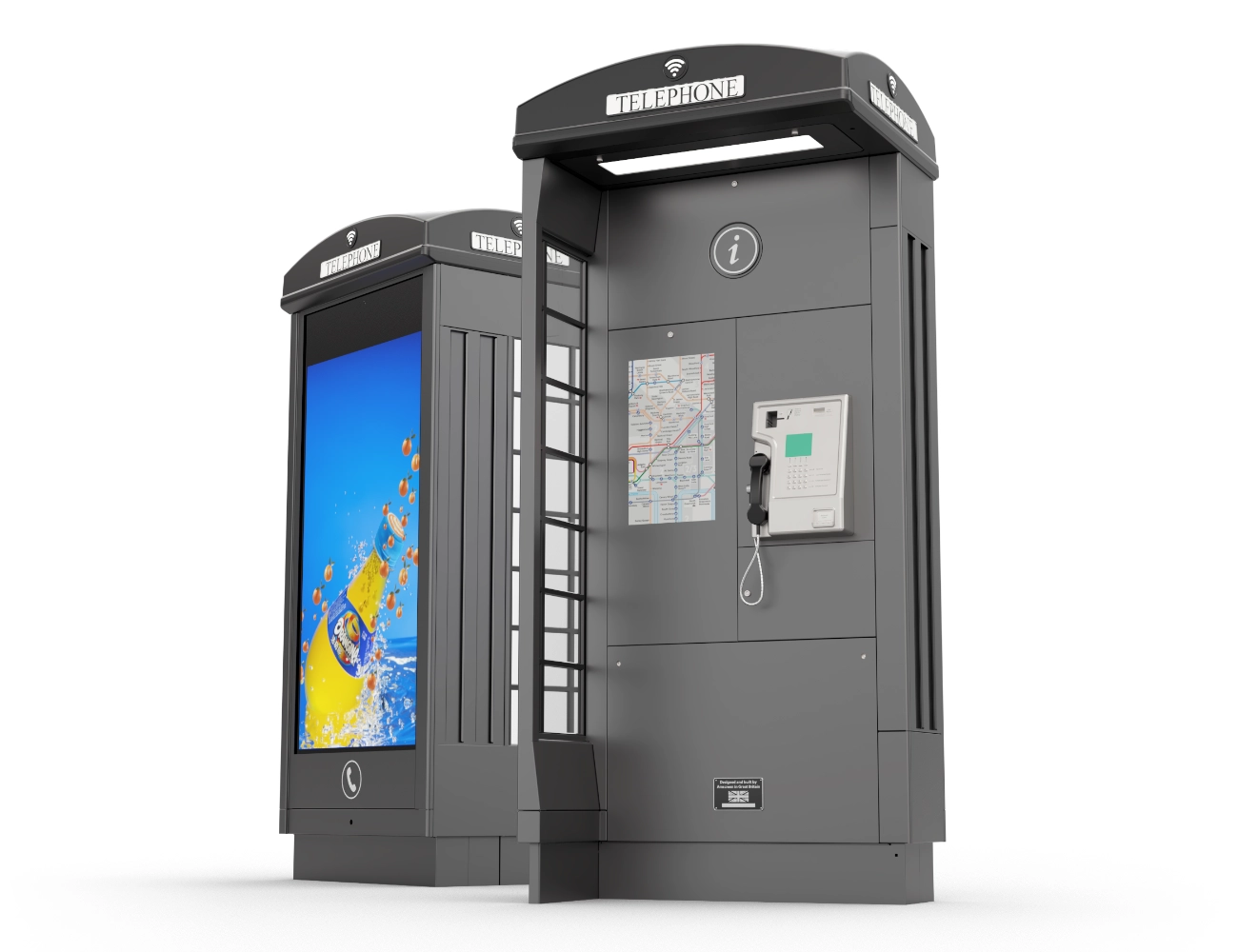 Amscreen Next Generation Telephone Kiosk. Industrial Design by Form Foundry